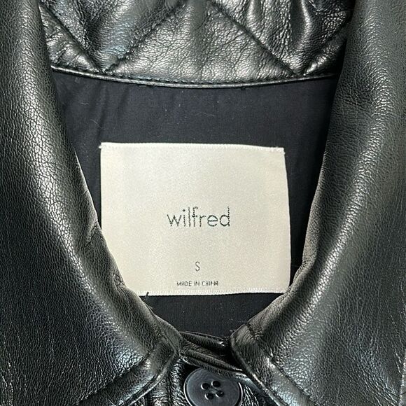 Wilfred By Aritzia Vegan Leather Shirt Jacket Black Shacket Size Small - Picture 12 of 13